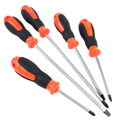 Portable screwdriver with soft grip ergonomic handle